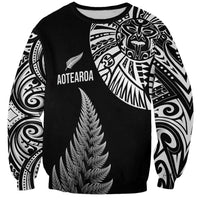Personalised New Zealand Maori Art Tattoo and Silver Fern Sweatshirt LT03 Unisex Black - Polynesian Pride