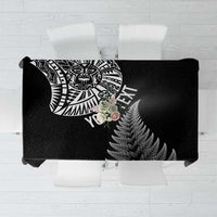 Personalised New Zealand Maori Art Tattoo and Silver Fern Tablecloth LT03 Black - Polynesian Pride