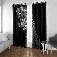 Personalised New Zealand Maori Art Tattoo and Silver Fern Window Curtain LT03 With Grommets Black - Polynesian Pride