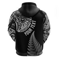 Personalised New Zealand Maori Art Tattoo and Silver Fern Zip Hoodie LT03 - Polynesian Pride