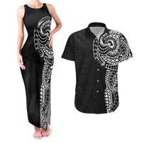 Polynesian Art Traditional Tattoo Pattern Couples Matching Tank Maxi Dress and Hawaiian Shirt LT03 Black - Polynesian Pride