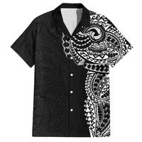 Polynesian Art Traditional Tattoo Pattern Family Matching Off Shoulder Maxi Dress and Hawaiian Shirt LT03 Dad's Shirt - Short Sleeve Black - Polynesian Pride
