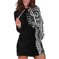 Polynesian Art Traditional Tattoo Pattern Hoodie Dress LT03 Black - Polynesian Pride