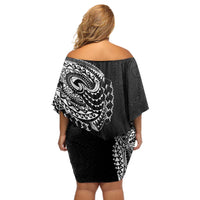 Polynesian Art Traditional Tattoo Pattern Off Shoulder Short Dress LT03 - Polynesian Pride