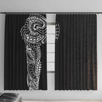 Polynesian Art Traditional Tattoo Pattern Window Curtain LT03 With Hooks Black - Polynesian Pride