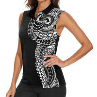 Polynesian Art Traditional Tattoo Pattern Women Sleeveless Polo Shirt