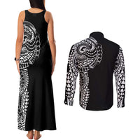 Polynesian Art Traditional Tattoo Couples Matching Tank Maxi Dress and Long Sleeve Button Shirt Simple Style LT03 - Polynesian Pride