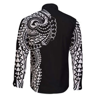 Polynesian Art Traditional Tattoo Family Matching Off Shoulder Short Dress and Hawaiian Shirt Simple Style
