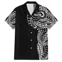 Polynesian Art Traditional Tattoo Family Matching Puletasi and Hawaiian Shirt Simple Style LT03 Dad's Shirt - Short Sleeve Black - Polynesian Pride