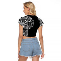Polynesian Art Traditional Tattoo Raglan Cropped T Shirt Simple Style LT03 - Polynesian Pride