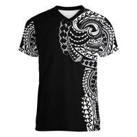 Polynesian Art Traditional Tattoo Women V-Neck T-Shirt Simple Style