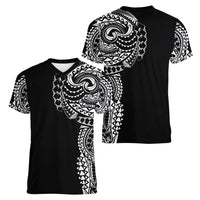 Polynesian Art Traditional Tattoo Women V-Neck T-Shirt Simple Style