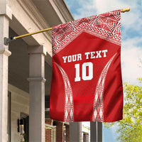Custom Tonga Pacific Rugby 2024 Garden Flag Ngatu Tribal Pattern LT03 House Flag Red - Polynesian Pride