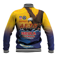 American Samoa Fautasi Baseball Jacket Bald Eage and Sailfish with Kakau Motifs - Polynesian Pride