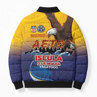 American Samoa Fautasi Bomber Puffer Jacket Bald Eage and Sailfish with Kakau Motifs - Polynesian Pride