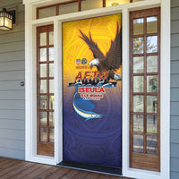 American Samoa Fautasi Door Cover Bald Eage and Sailfish with Kakau Motifs - Polynesian Pride