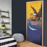 American Samoa Fautasi Door Cover Bald Eage and Sailfish with Kakau Motifs - Polynesian Pride