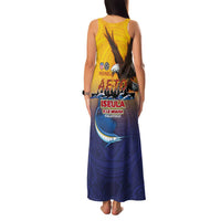 American Samoa Fautasi Family Matching Tank Maxi Dress and Hawaiian Shirt Bald Eage and Sailfish with Kakau Motifs - Polynesian Pride