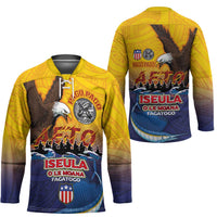 American Samoa Fautasi Hockey Jersey Bald Eage and Sailfish with Kakau Motifs LT03 - Polynesian Pride