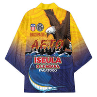 American Samoa Fautasi Kimono Bald Eage and Sailfish with Kakau Motifs - Polynesian Pride