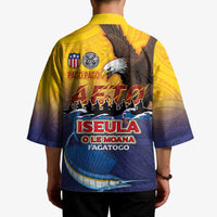 American Samoa Fautasi Kimono Bald Eage and Sailfish with Kakau Motifs - Polynesian Pride