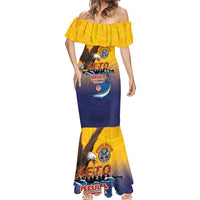 American Samoa Fautasi Mermaid Dress Bald Eage and Sailfish with Kakau Motifs - Polynesian Pride