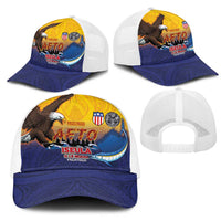 American Samoa Fautasi Mesh Trucker Cap Bald Eage and Sailfish with Kakau Motifs LT03 - Polynesian Pride
