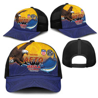 American Samoa Fautasi Mesh Trucker Cap Bald Eage and Sailfish with Kakau Motifs LT03 - Polynesian Pride