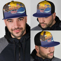 American Samoa Fautasi Mesh Trucker Cap Bald Eage and Sailfish with Kakau Motifs LT03 - Polynesian Pride