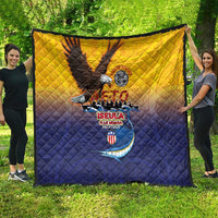 American Samoa Fautasi Quilt Bald Eage and Sailfish with Kakau Motifs - Polynesian Pride