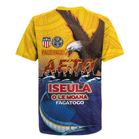American Samoa Fautasi Rugby Jersey Bald Eage and Sailfish with Kakau Motifs - Polynesian Pride