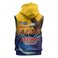 American Samoa Fautasi Sleeveless Zip Hoodie Bald Eage and Sailfish with Kakau Motifs LT03 - Polynesian Pride
