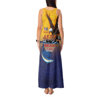 American Samoa Fautasi Tank Maxi Dress Bald Eage and Sailfish with Kakau Motifs - Polynesian Pride