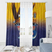 American Samoa Fautasi Window Curtain Bald Eage and Sailfish with Kakau Motifs - Polynesian Pride