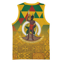 Melanesian Vanuatu Basketball Jersey With Tapa Tribal Pattern and Triangle Geometric Tricolor LT03 - Polynesian Pride