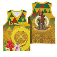Melanesian Vanuatu Basketball Jersey With Tapa Tribal Pattern and Triangle Geometric Tricolor LT03 - Polynesian Pride