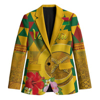Melanesian Vanuatu Blazer With Tapa Tribal Pattern and Triangle Geometric Tricolor LT03 Unisex Yellow - Polynesian Pride