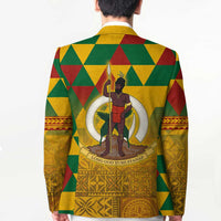 Melanesian Vanuatu Blazer With Tapa Tribal Pattern and Triangle Geometric Tricolor LT03 - Polynesian Pride