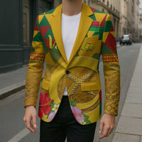 Melanesian Vanuatu Blazer With Tapa Tribal Pattern and Triangle Geometric Tricolor LT03 - Polynesian Pride