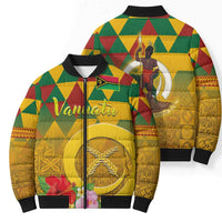 Melanesian Vanuatu Bomber Puffer Jacket With Tapa Tribal Pattern and Triangle Geometric Tricolor LT03 - Polynesian Pride