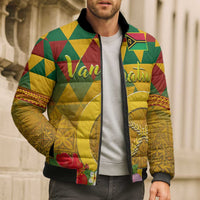 Melanesian Vanuatu Bomber Puffer Jacket With Tapa Tribal Pattern and Triangle Geometric Tricolor LT03 - Polynesian Pride
