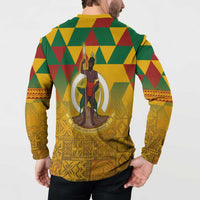 Melanesian Vanuatu Button Sweatshirt With Tapa Tribal Pattern and Triangle Geometric Tricolor LT03 - Polynesian Pride