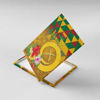 Melanesian Vanuatu Canvas Wall Art With Tapa Tribal Pattern and Triangle Geometric Tricolor LT03 With Frame Yellow - Polynesian Pride