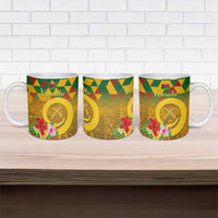 Melanesian Vanuatu Ceramic Mug With Tapa Tribal Pattern and Triangle Geometric Tricolor LT03 - Polynesian Pride