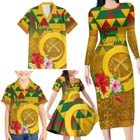 Melanesian Vanuatu Family Matching Long Sleeve Bodycon Dress and Hawaiian Shirt With Tapa Tribal Pattern and Triangle Geometric Tricolor - Polynesian Pride