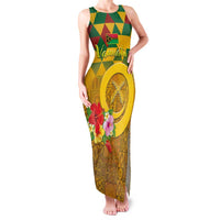 Melanesian Vanuatu Family Matching Tank Maxi Dress and Hawaiian Shirt With Tapa Tribal Pattern and Triangle Geometric Tricolor - Polynesian Pride