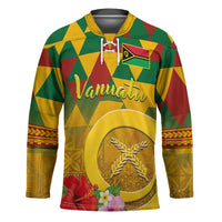 Melanesian Vanuatu Hockey Jersey With Tapa Tribal Pattern and Triangle Geometric Tricolor LT03 Unisex Yellow - Polynesian Pride