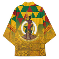 Melanesian Vanuatu Kimono With Tapa Tribal Pattern and Triangle Geometric Tricolor - Polynesian Pride