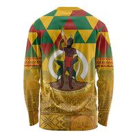 Melanesian Vanuatu Long Sleeve Shirt With Tapa Tribal Pattern and Triangle Geometric Tricolor LT03 - Polynesian Pride