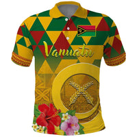 Melanesian Vanuatu Polo Shirt With Tapa Tribal Pattern and Triangle Geometric Tricolor - Polynesian Pride